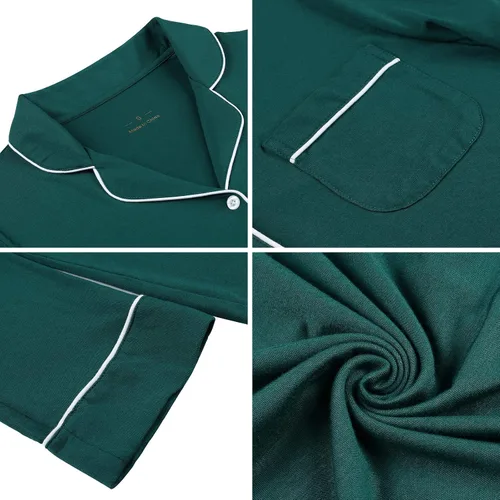 Miniatura 58 de Samring Camisón de pijama para mujer, manga corta/larga, con botones, camisón para dormir, camisón para novio, talla XXL