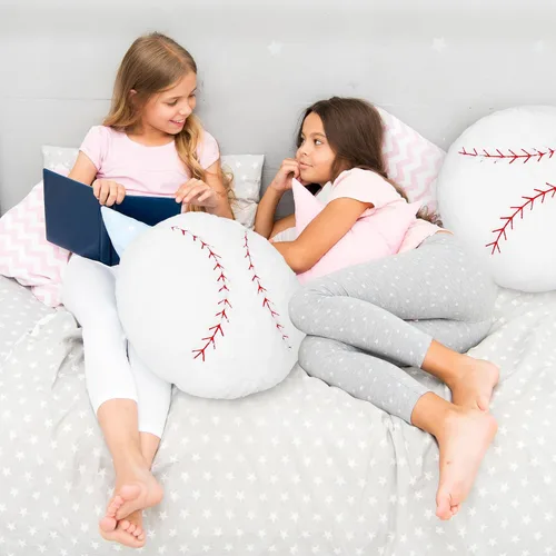Miniatura 7 de OurHonor Peluche de béisbol, almohada de béisbol de 18 pulgadas, suave y esponjosa, juguete de peluche de béisbol relleno cómodo, cojín decoración