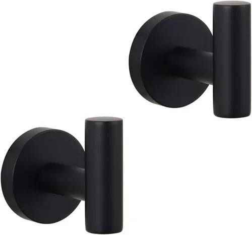 GERZWY Gancho para abrigo de baño negro mate SUS 304 de acero inoxidable, gancho único para toalla/bata, para baño y cocina, estilo hotel