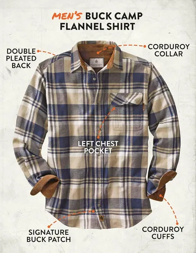 Miniatura 5 de Legendary Whitetails Men's Buck Camp Flannel, Long Sleeve Plaid Button Down Casual Shirt, Corduroy Cuffs