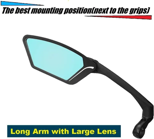 Miniatura 3 de Nueva lente de vidrio resistente a los arañazos, espejo de bicicleta para manillar, espejo retrovisor seguro giratorio, espejo de bicicleta, ME-010