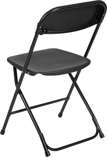 Miniatura 8 de EMMA + OLIVER Juego de 10 sillas plegables de plástico, capacidad de peso de 650 libras, silla plegable apilable ligera en color negro