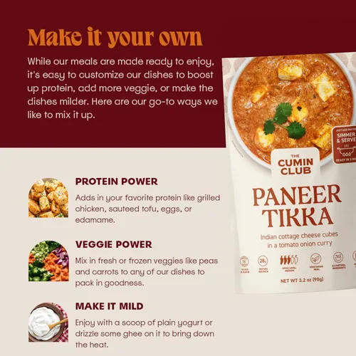 Miniatura 5 de The Cumin Club 's Instant Paneer Tikka Masala - Auténtica comida india con sabores regionales, lista para comer en solo 5 minutos, paquete de 5