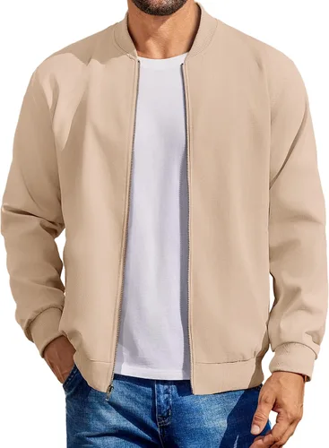 Miniatura 11 de COOFANDY - Chaqueta bomber de algodón para hombre, ligera, de vuelo, chaquetas casuales de softshell, chaqueta varsity