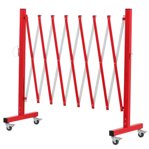Miniatura 6 de GYMTIME Barrera Metálica Expansible de Montaje Fácil, 11 Pies, Roja y Blanca, Barrera de Seguridad Portátil con Ruedas, Barrera de Valla Móvil