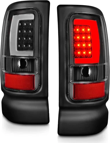 Miniatura 3 de AmeriLite para 1994-2001 Dodge Ram 1500 2500 3500 camión, lámparas LED de repuesto de tubo C-Bar negro para señal de luces traseras, par - lado