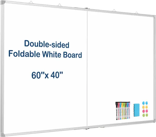 Miniatura 36 de Pizarra blanca de doble cara, marco de aluminio negro, pizarra magnética de borrado en seco de 24 x 18 pulgadas para pared, pizarra blanca montada