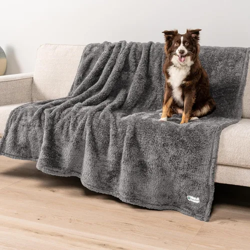Miniatura 2 de PETAMI Manta de forro polar esponjoso para gatos y perros, gris, talla XL