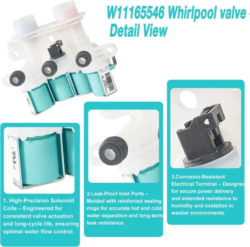 Miniatura 3 de Reemplazo de válvula de entrada de agua para lavadora de hidromasaje Kenmore Maytag W11165546 W11096267 Reemplazo de válvula de entrada de agua