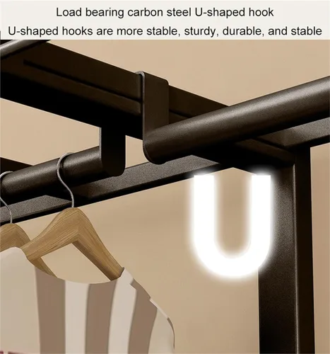 Miniatura 3 de Heavy Duty Portable Wardrobe Closet,Foldable Clothes Hanger With Cover, Portable Metal Wardrobe Closets,Metal Clothing Rack Cotton Cover, Garment