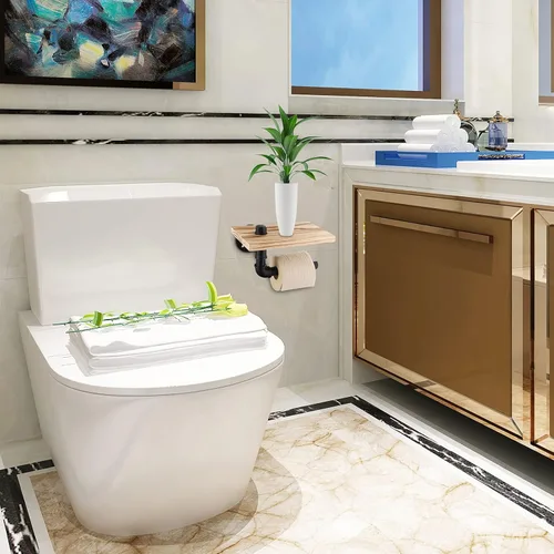 Miniatura 5 de Livabber Portarrollos de papel higiénico de tubo industrial, estilo vintage, soporte de pared para baño, sala de estar y cocina
