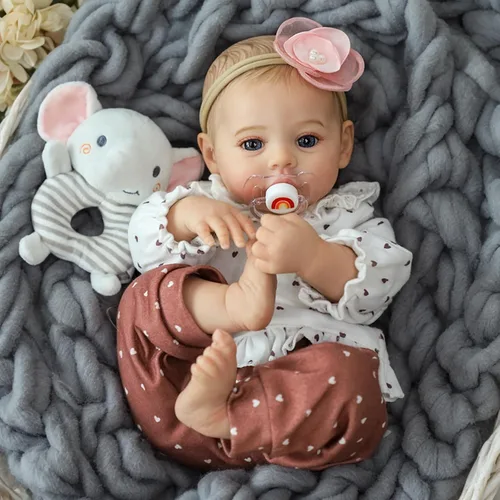 KSBD Muñecas de bebé renacidas - Muñeca de bebé realista de 18 pulgadas niña, muñecas de bebé de la vida real con cuerpo suave de vinilo lindo,