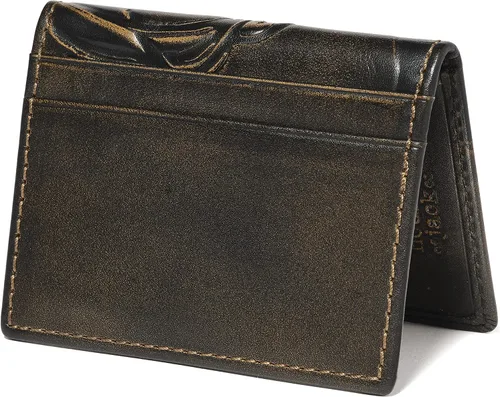 Miniatura 6 de HoJ Co. SKULL - Cartera delgada para tarjetas Funda plegable Cartera minimalista de bolsillo frontal Cuero de grano completo con acabado bruñido