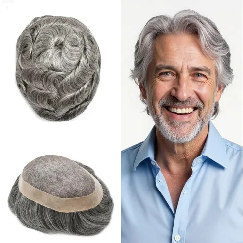 Miniatura 27 de Mens Toupee Hair Piece For Men Fine Mono Men Hair System Toupee For Men Hair Piece Real Human Hair System For Men Protesis Capilar Para Hombre 6x9