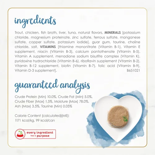Miniatura 5 de Purina Fancy Feast Gourmet Naturals - Alimento húmedo en paté para gatos, sin cereales, receta de trucha y atún (paquete de 12 unidades) latas de 3
