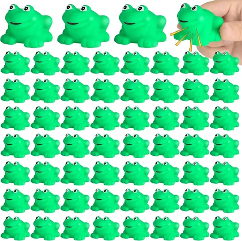 Mototo 60 piezas de ranas chirriantes pequeñas ranas chirriantes flotan juguete de baño verde ducha natación bañera juguete relleno huevos de Pascua