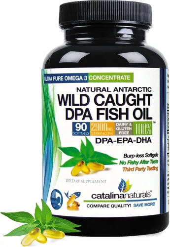 Suplemento Omega-3 de aceite de pescado – Wild Caught DPA EPA DHA – 2900 mg Triple Fuerza – Cápsulas blandas sin eructos – 90 unidades