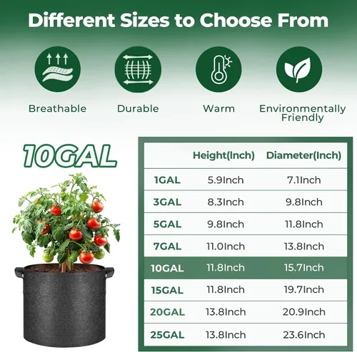 Miniatura 2 de T4U Bolsas de cultivo de 10 galones, macetas de tela para plantas, macetas de patatas, bolsas de jardín para cultivar verduras, bolsas de cultivo