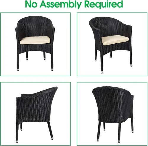 Miniatura 6 de TRY & DO Silla de comedor de mimbre de ratán para patio al aire libre con cojín suave extraíble, silla de comedor de ratán para interiores