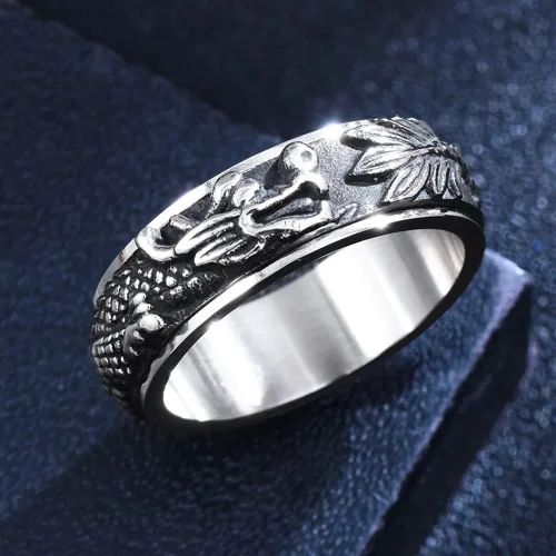 Miniatura 6 de Anillos giratorios de dragón de acero inoxidable punk Cool Animal Ansiedad Alivio del estrés Girar libremente, anillo de promesa para hombres