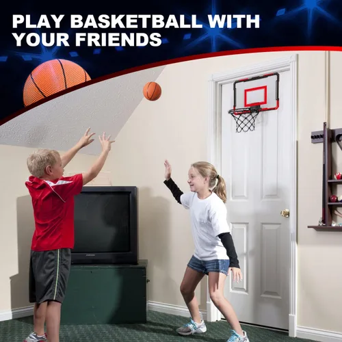 Miniatura 5 de TOY Life Aro de baloncesto para interiores para niños, sobre la puerta, habitación, oficina, mini aro de baloncesto para interiores, niños
