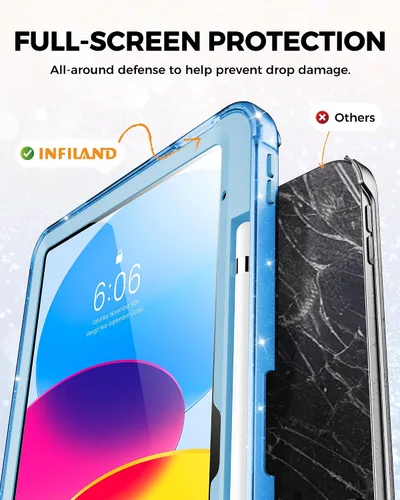 Miniatura 5 de INFILAND Funda para iPad A16 de 11 pulgadas 11ª generación, Funda para iPad 10ª generación de 10.9 pulgadas con purpurina semitransparente, a prueba