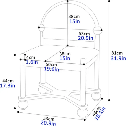 Miniatura 2 de JKGHK Sillas de comedor de madera, sillas de cocina para el hogar, silla auxiliar de cocina tapizada de tela, respaldo curvado retro, silla de sala