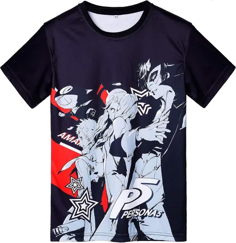 Caliente Anime Persona 5 Jocker Leche Proteína Unisex Camiseta Anime Manga Corta Otaku Tee Cosplay Tops Traje