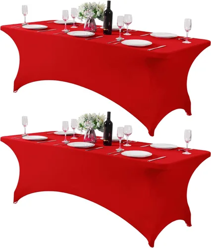 Miniatura 80 de Mantel de elastano para mesas de 4, 6 u 8 pies, mantel elástico universal ajustable para fiestas, banquetes, bodas y eventos - Verde manzana
