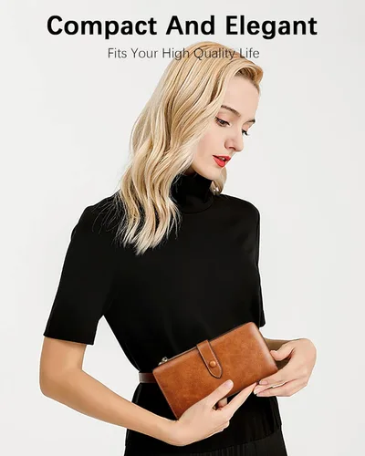 Miniatura 61 de BOSTANTEN - Cartera de piel auténtica para mujer con bolsillo con cremallera), BL3162011Kcoffee