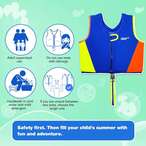 Miniatura 3 de Chaleco de natación para niños pequeños Chalecos flotadores para niños y niñas Chaqueta de natación con flotador Traje de baño con flotabilidad Azul