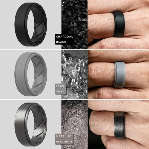 Miniatura 3 de Silicone Ring Wedding Band for Men - 8mm Width 2.3mm Thick