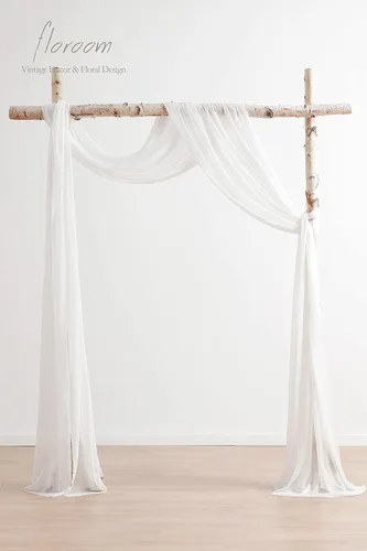 Miniatura 2 de Floroom Tela drapeada de arco de boda, 2 paneles de 19 pies, cortinas de tela de gasa blanca, decoración de ceremonia de boda, recepción Blanco