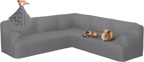 Miniatura 27 de Fundas para sofá seccional en forma de L de 1 pieza, fundas de esquina elásticas para sofá, funda de sofá antideslizante, lavable, fundas de sofá