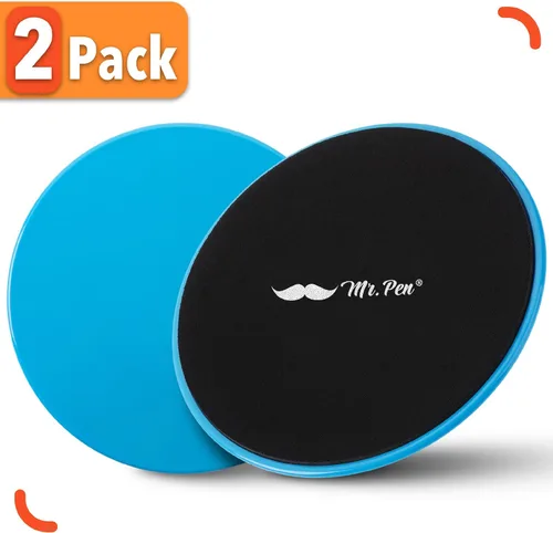 Miniatura 2 de Mr. Pen Deslizadores centrales para entrenar – Paquete de 2 discos deslizantes de entrenamiento de doble cara Azul