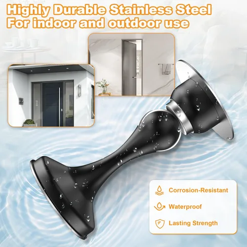 Miniatura 6 de Crosize Topes magnéticos para puerta, paquete de 4, topes de puerta de acero inoxidable para montaje en pared y piso, soporte de puerta mantiene