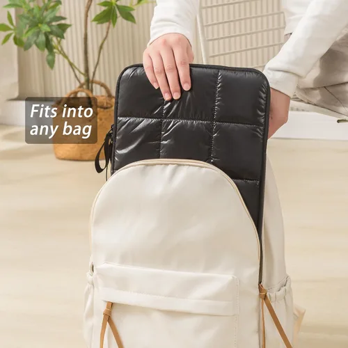 Miniatura 3 de Funda acolchada para laptop de 11 pulgadas, color negro, bolsa de transporte impermeable para mujer, funda mullida para iPad Pro 11, compatible