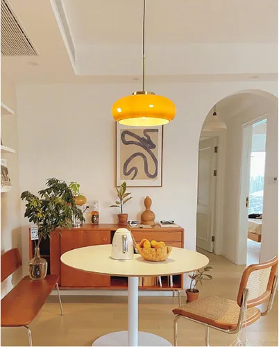 Miniatura 5 de Brikey Lámpara colgante de cristal naranja de 11 pulgadas, enchufe dorado con lámpara colgante de cristal, lámpara colgante LED para isla (naranja)
