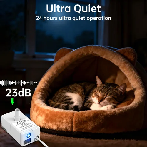 Miniatura 7 de Bomba de fuente de agua para gatos para fuente de 50 onzas, 95 onzas, ultra silenciosa, cable USB, luz LED y paquete de 6 filtros de fuente
