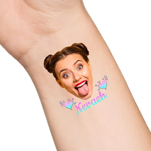 Miniatura 27 de Tatuajes temporales personalizados con texto de nombre, tatuaje temporal personalizado con logotipo fotográfico para adultos, parejas, mujeres