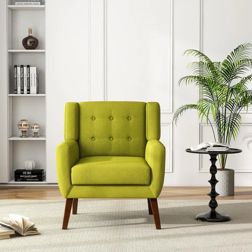 Miniatura 33 de Silla decorativa de piel sintética, moderna silla tapizada para sala de estar, cómodos asientos individuales con botones, asiento de lectura Negro
