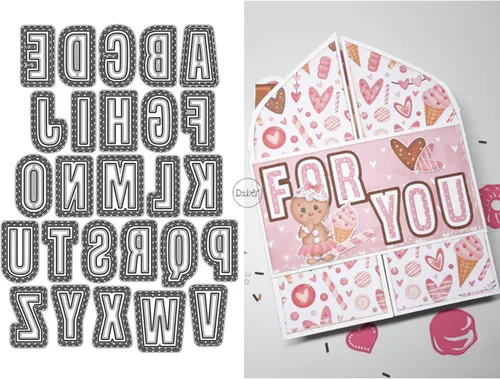 Miniatura 14 de DzIxY Troqueles de corte de metal con número de letras inglesas para hacer tarjetas, troquelados, troquelados, álbumes de recortes, plantillas