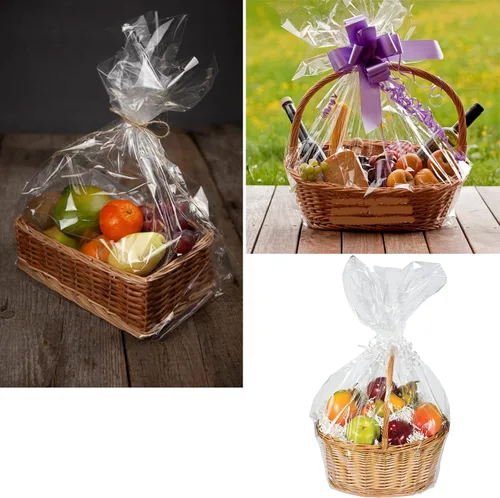 Miniatura 4 de Paquete de 50 bolsas grandes de celofán transparente de 24 x 30 pulgadas, bolsas de regalo de plástico resistente para regalos, artes, manualidades