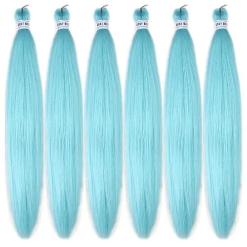 Miniatura 48 de Cabello trenzado preestirado rosa magenta, extensiones de cabello sintético de color rosa para trenzas, no tóxico, hipoalergénico