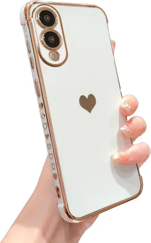 Miniatura 59 de phylla Funda de teléfono compatible con Samsung Galaxy A12 de 6.5 pulgadas, lindo corazón chapado en oro, elegante funda de lujo para mujer