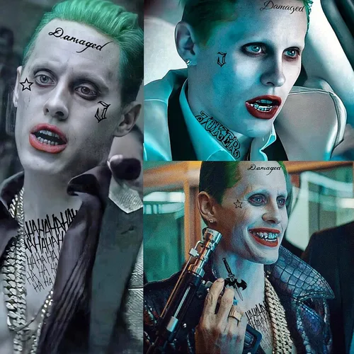 Miniatura 4 de EGMBGM 5 hojas de tatuajes temporales de Joker 3D para hombres, mujeres y adultos, kit de maquillaje de Halloween, payaso fantasma, sonrisa