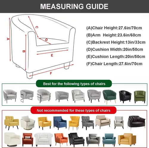 Miniatura 6 de NILUOH - Funda elástica para silla de club de 2 piezas, funda suave y elástica para silla de bañera, fundas para sillas de barril, fundas