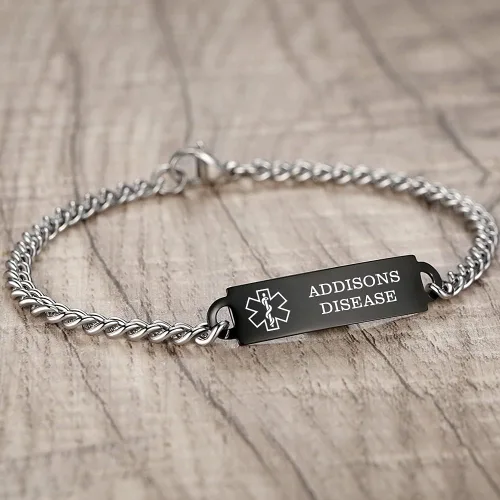 Miniatura 22 de Pulseras de identificación de alerta médica de 6.5 "-8.5" para mujeres, pulseras de emergencia médica de acero inoxidable, grabado gratuito