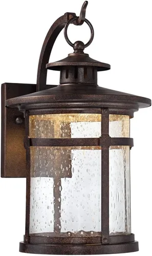 Miniatura 8 de Franklin Iron Works Callaway - Lámpara de pared industrial moderna para exteriores, cromada, de 11 3/4 pulgadas, farol de cristal transparente