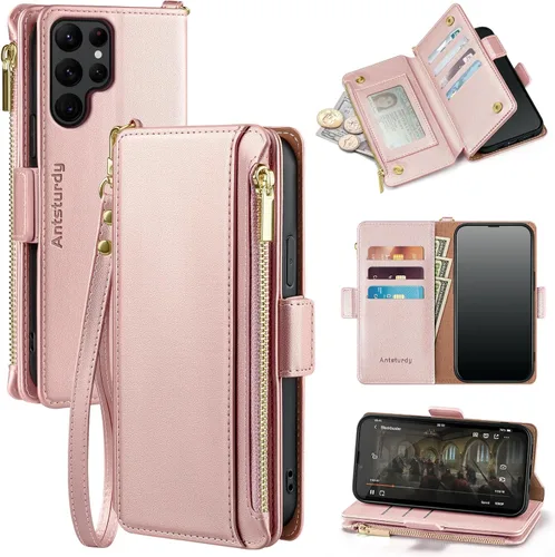 Miniatura 11 de Antsturdy Samsung Galaxy S22 Ultra - Cartera con tarjetero para mujeres y hombres, funda para teléfono Galaxy S22 Ultra 5G, bloqueo RFID, piel